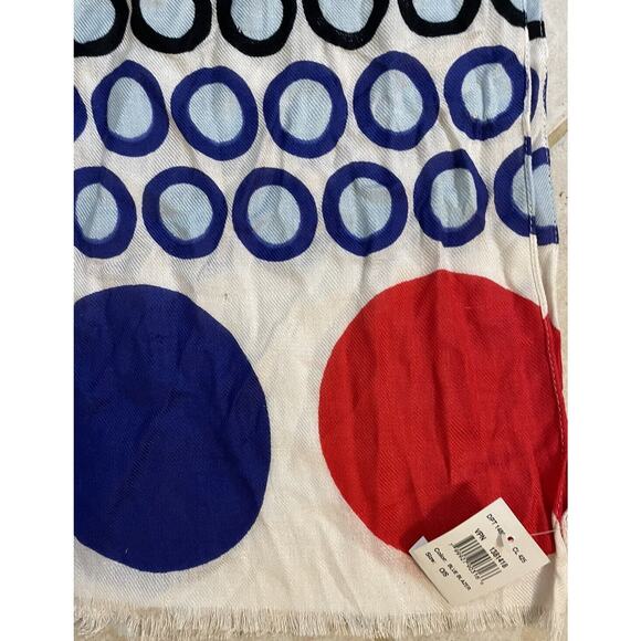 Geometric Scarf Wrap Shawl Womens Red White Blue Circles Oversized - Picture 2 of 3